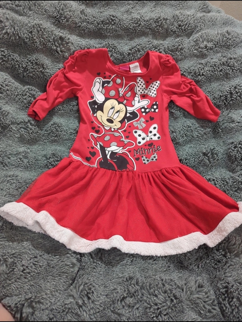 Girls' Red Minnie Mouse Bow Dress